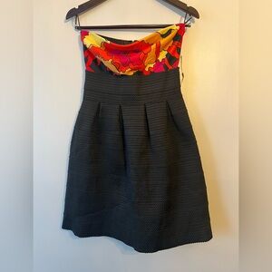 New York & Company Black Dress with Red and Yellow Floral Accent